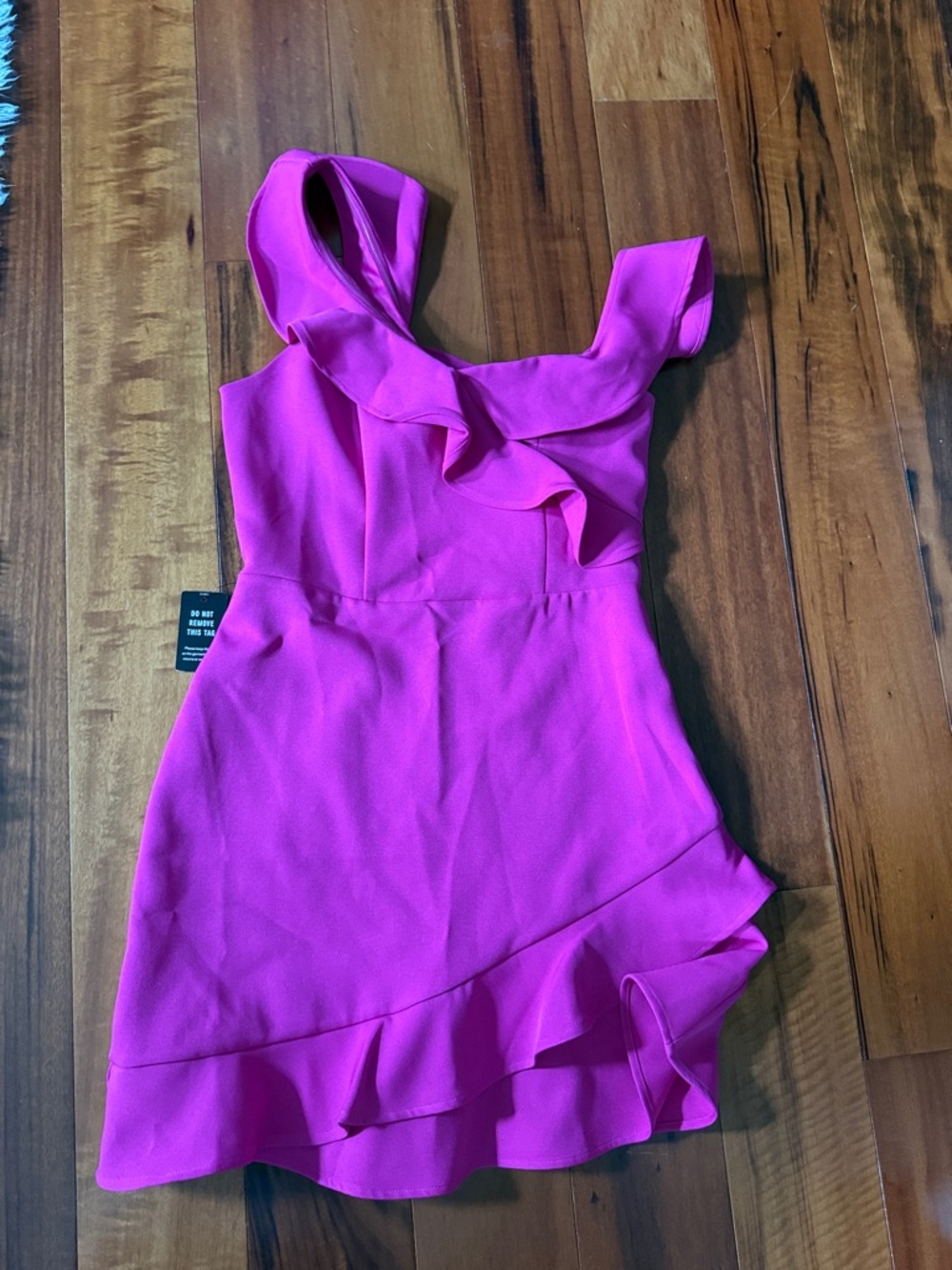 Express One-Shoulder Hot Pink Ruffle Dress